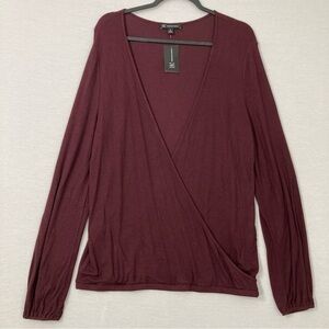 INC International Concepts Burgundy Wrap Blouse